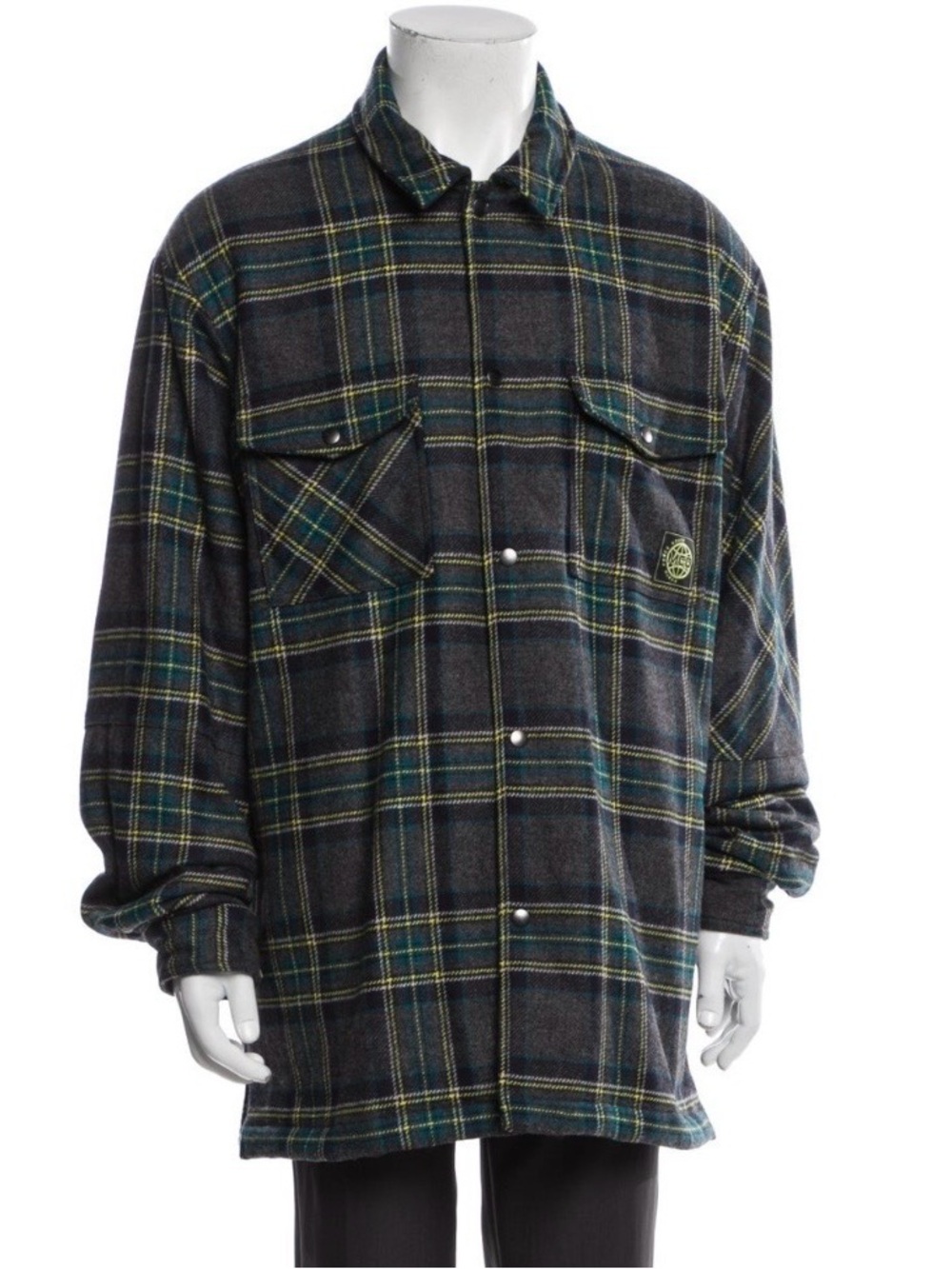 Alexander McQueen McQ Wool Plaid Snap-Front Overshirt Overcoat Made in Italy XXL